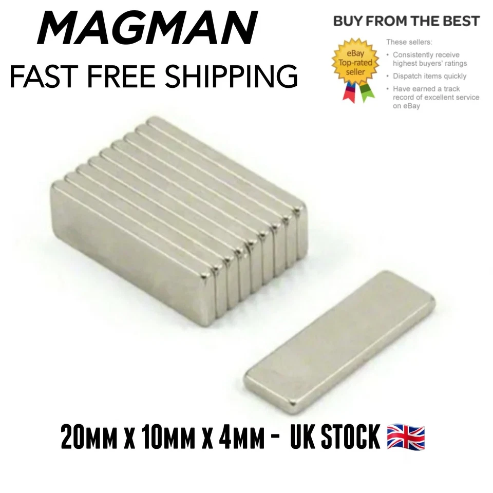 MAGMAN Strong Block Magnets 20mm x 10mm x 4mm Hobby DIY Industrial 20x10 Magnet