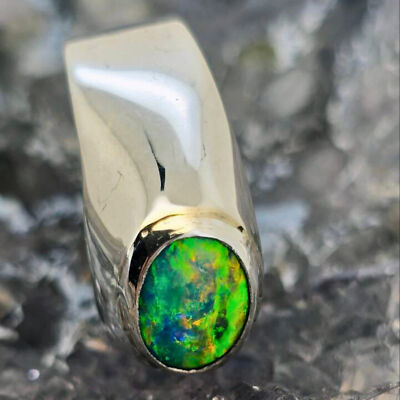 'Bertram' Lightning Ridge Natural Doublet Opal 0.5g 925 Silver Custom-made Me...