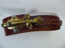 Vintage Brown Leather Cinch Belt Large Brass Latch Chastity Belt XS