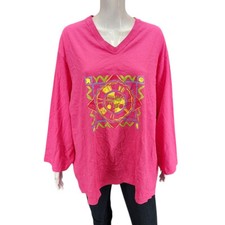 Vintage Made in USA Harmony Womens Dressy Pullover Top 3X Plus Size Pink Shirt