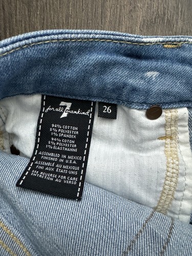 7 For All Mankind The Ankle Skinny Distressed Raw Hem Jeans Women’s Size 26 - Picture 5 of 6