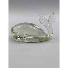 Vintage Pilgrim Glass Clear Art Glass Whale Paperweight Sea Ocean Figurine