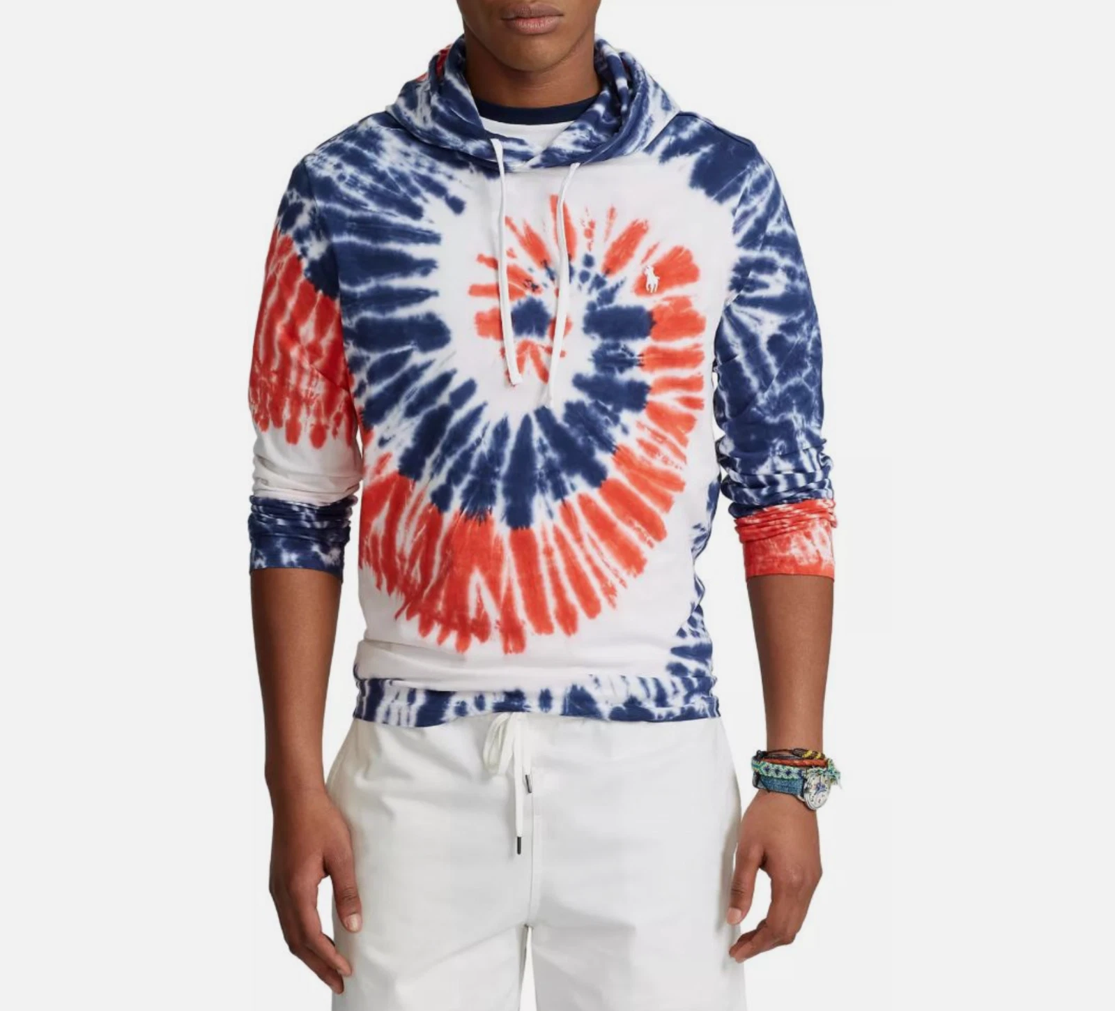 Polo Ralph Lauren Long Sleeve Classic Fit Cotton Tie-Dye Hoodie T-shirt Sz XL
