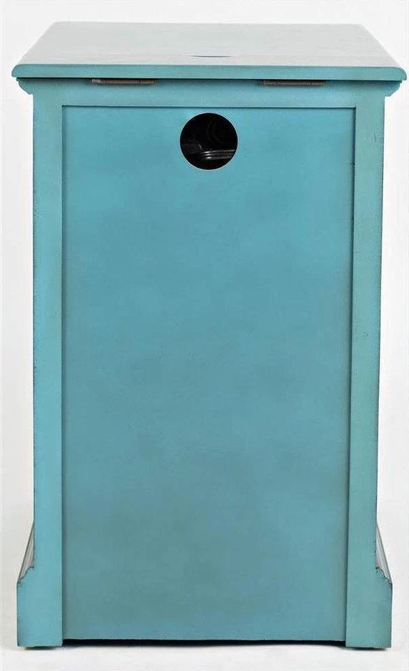 Accent Table End Chair Side Charging USB Wood Antique Blue Furniture Nightstand - Image 3 of 4