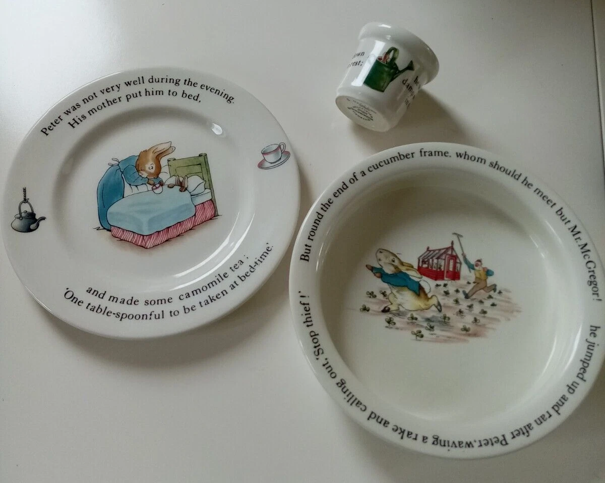 Wedgewood Beatrix Potter Peter Rabbit Bowl Plate Egg Cup Breakfast Set