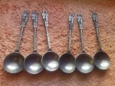 ***12 ALTE SAMMEL LÖFFEL-ZINN-BESTECK-ANTIK-BURGBESTECK-ESSLÖFFEL-KONVOLUT***