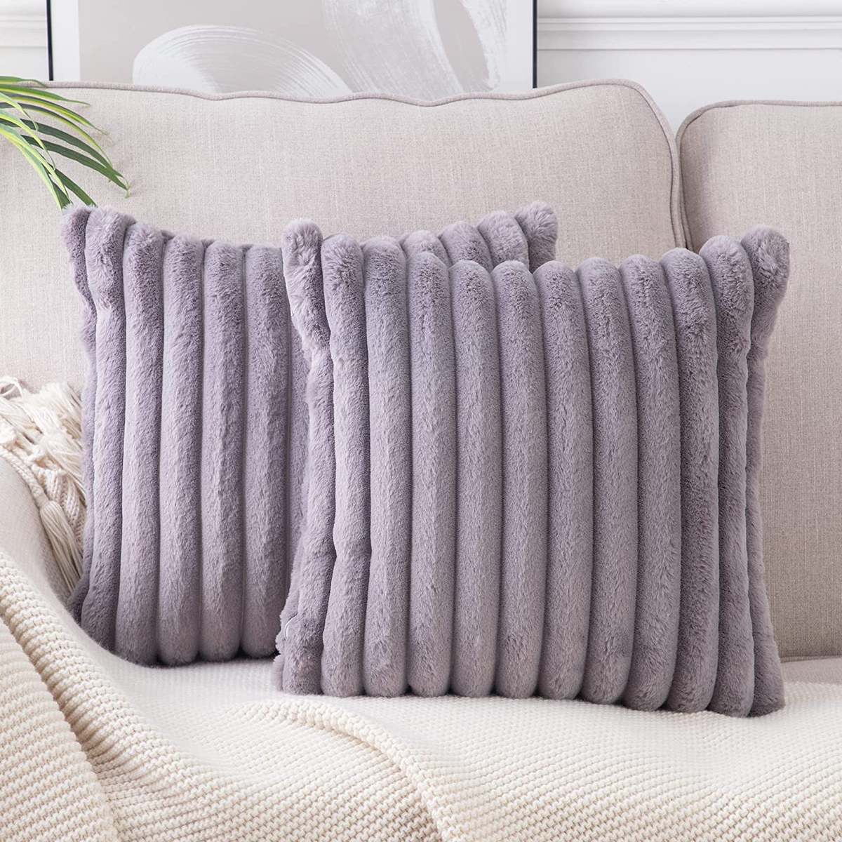 Neelvin Pack of Faux Fur Plush Decorative Throw Pillow Covers