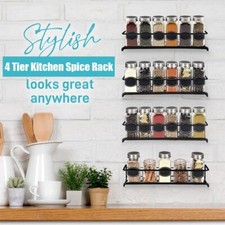 4Pack Kitchen Spice Rack Organizer Storage Shelf Cabinet Jar Holder Wall Mounted