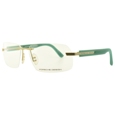New!! Porsche Design P 8233 E Gold Light Blue Rimless Optical Frame Eyeglasses