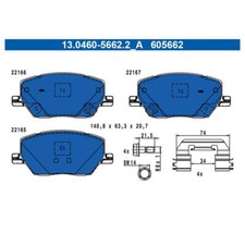 ATE 13.0460-5662.2 Bremsbeläge Bremsklötze Vorne für Fiat 500X Jeep Compass