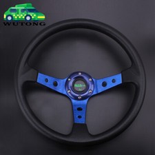 Blue Aluminum 14inch 350mm Deep Dish Universal Drifting Racing Steering Wheel