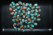 Spiny Oyster Copper Turquoise 7x5mm Cabochon Pear Loose Gemstone