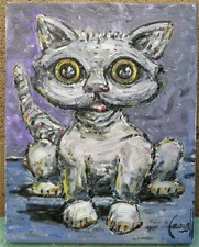 NAOMI the CAT new original pet eyes 8x10 canvas oil painting WOW signed Crowell 