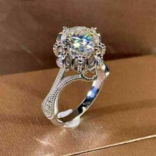 2Ct Round Lab-Created Diamond Halo Engagement Wedding Ring 14K White Gold Finish