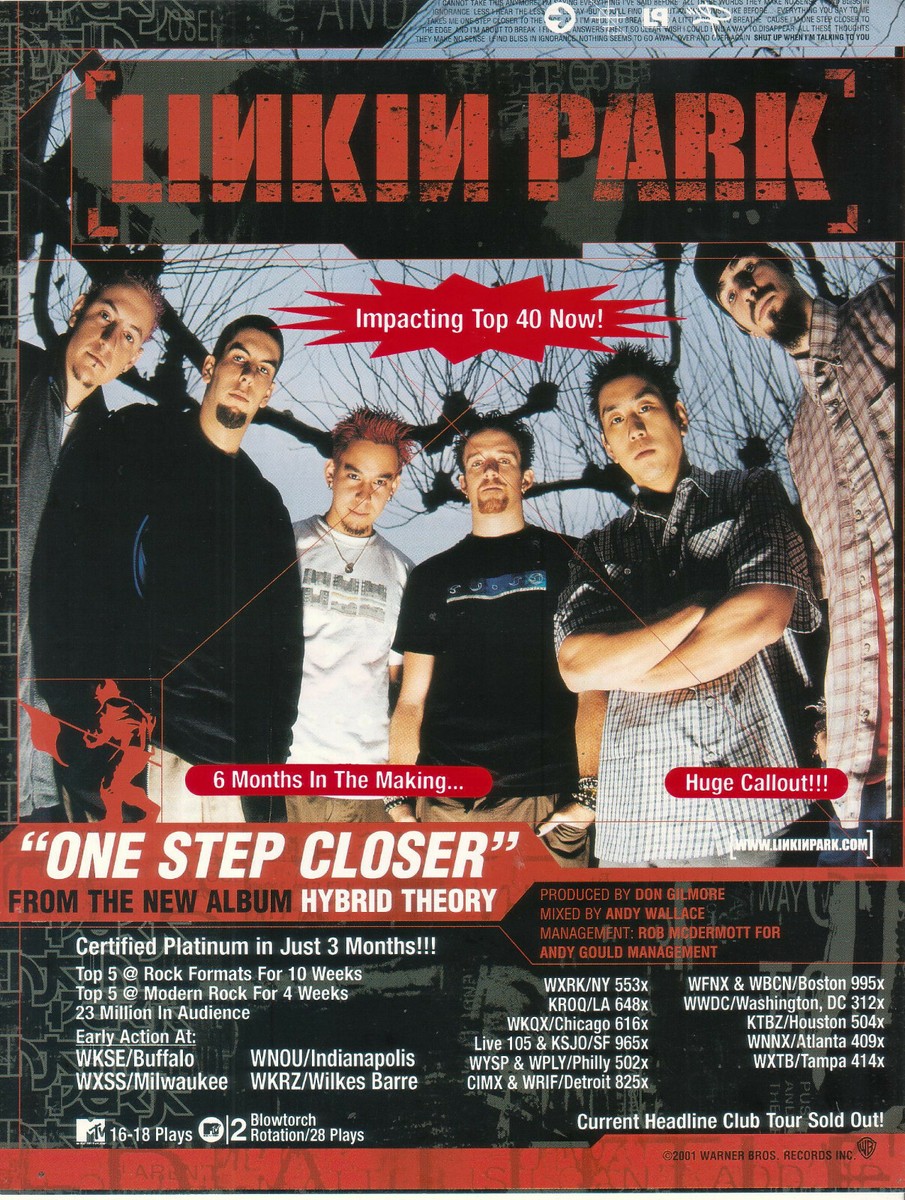 Linkin Park One Step Closer ポスター Linkin Park 2001 Ad- One Step Closer Advertisement WXRK WYSP WWDC