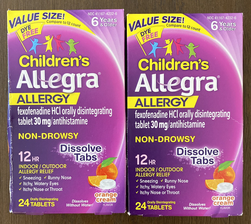 2Children’s Allegra Allergy NonDrowsy 24 Dissolve Tabs Orange Cream