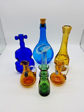 MCM Vtg Bottles Vases Colored Glass Collection W/ 2 Pilgrim Blown Glass LOT of 7