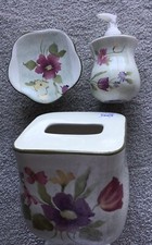 3pc Ceramic Bathroom Accessory Set-Tissue Cover,Lotion Dispenser  Soap Dish NEW