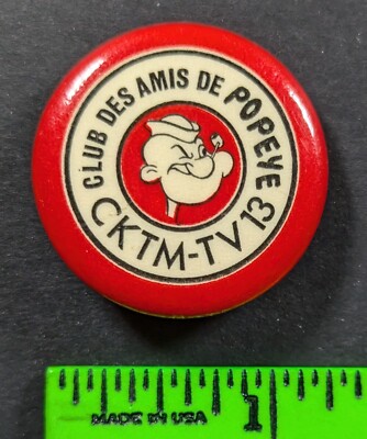 Vintage Club Des Amis De Popeye CKTM TV13 Pinback Pin