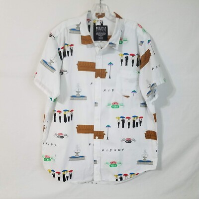 BoxLunch X FRIENDS TV Show Icon Central Perk Mens Button Front S/S Shirt Sz 2XL