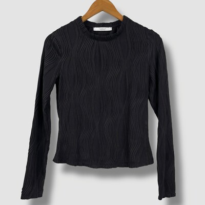 Michelle Keegan Damen Co-Ord strukturiertes Rundhals-Top schwarz Größe UK-10 NEU