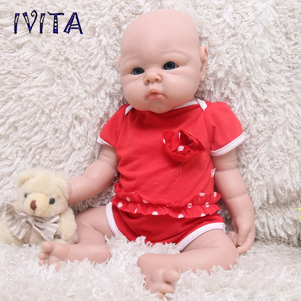IVITA 19"Chubby Baby Infant Girl Lifelike Full Silicone Reborn Baby Doll Gifts - Image 2 of 4