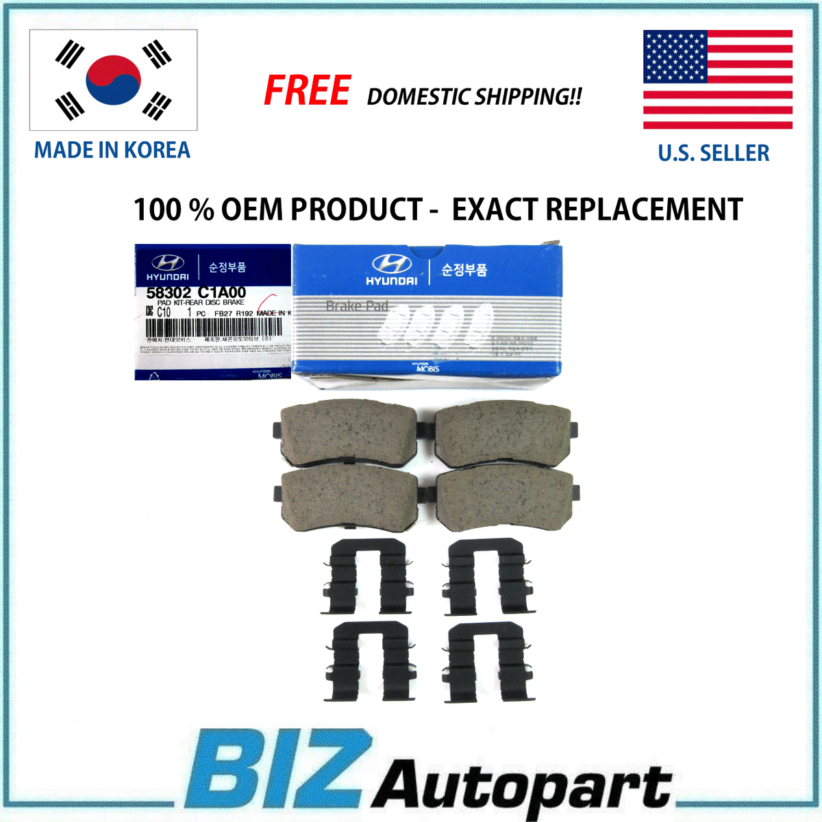 GENUINE REAR BRAKE PADS KIT FOR 14-18 HYUNDAI LF SONATA