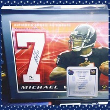 2001 MICHAEL VICK Verigraph AUTOGRAPH JERSEY 28x22 Art Gallery Print #11/300 COA
