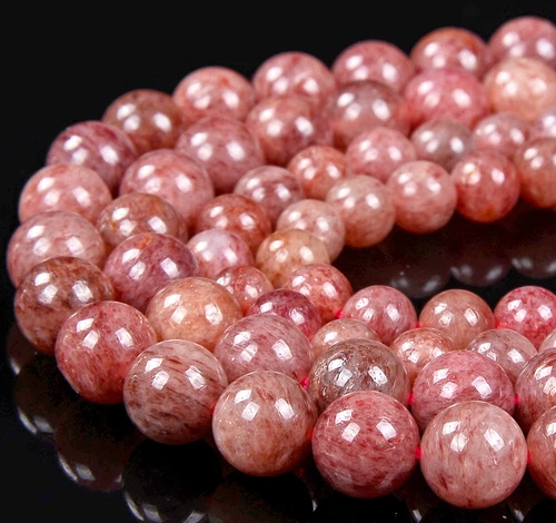 Natural Strawberry Lepidocrocite Quartz Gemstone AAA Round 6MM 8MM Beads (D312) - Picture 1 of 3