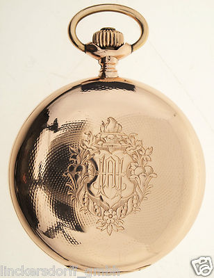 IWC TASCHENUHR IN 14ct ROTGOLD DECKEL GOLD ca129g UM 1898 VERSCHRAUBTE  CHATONS