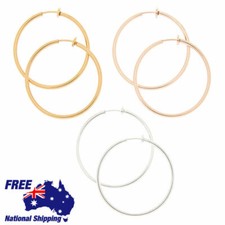 30mm-50mm Spring Clip-On Hoops Gold/Silver Fashion Earrings - Fake Ear Piercings