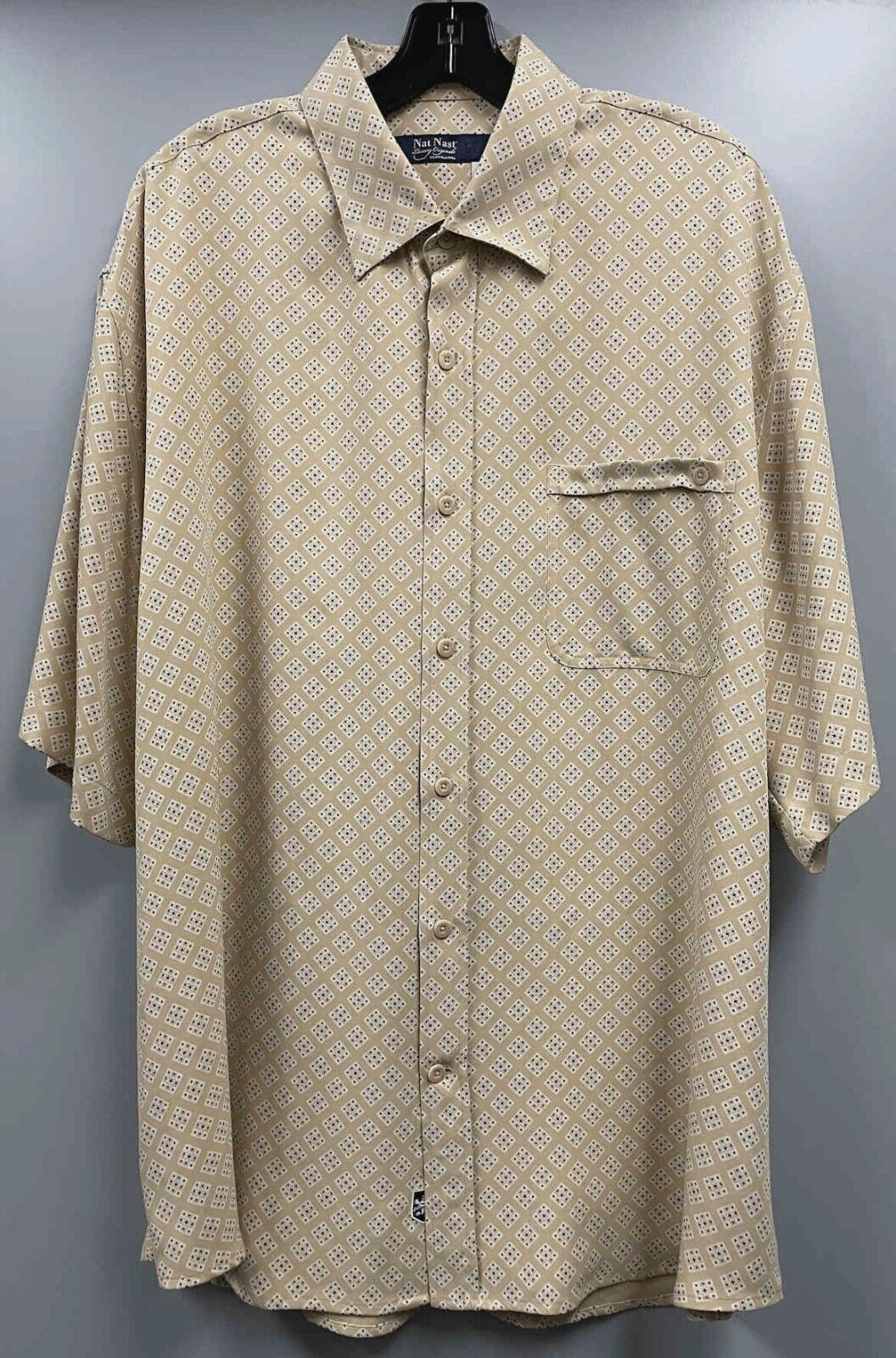 Chemise Homme Nat Nast En Soie 100% - Taille L - Couleur Beige Clair - Occasion Très Bon état