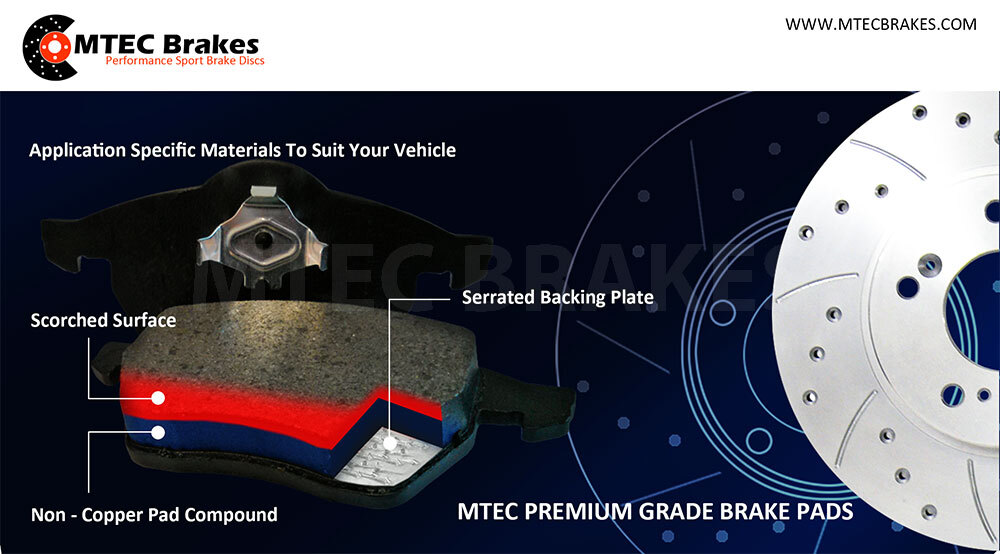 MTEC Front Brake Discs & Pads Kit For Honda Civic 2.0i, Type-R EP3/FN2 – Black Drilled & Grooved