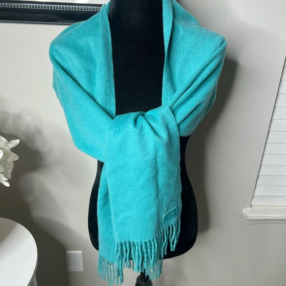 Coach 100% cachemir bufanda envolvente turquesa Foto 2 de 4