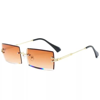 brown rimless sunglasses