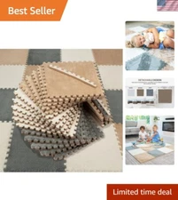 Stylish 16-Piece Playroom Foam Puzzle Mat - Gray, Light Brown & White Comfort