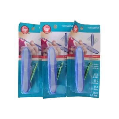 #ad 3 Pack Boye Purple 4 in 1 Metal Crochet Hook Tool Sizes E K Yarn Take Along $12.25