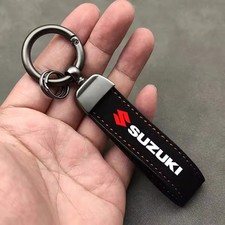 Suede Leather Black Gunmetal Keyring for Suzuki Jimny Samurai Vitara Swift