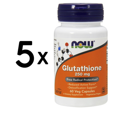 5 x NOW Foods Glutathione, 250mg - 60 vcaps (316,50 EUR/kg)