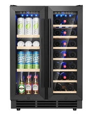 24 inch Dual Zone Wine & Beverage Cooler,  Holds 20 Wine Bottles & 60 Cans