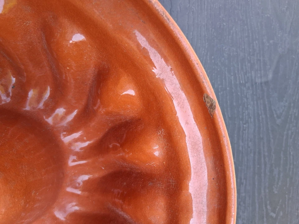 ANCIEN MOULE À KOUGLOF Terre Cuite Intérieur Vernissé 24 cm - Photo 4/4