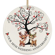 Cute Reindeer Couple 10 Years Ornament 10th Wedding Anniversary Christmas Gift