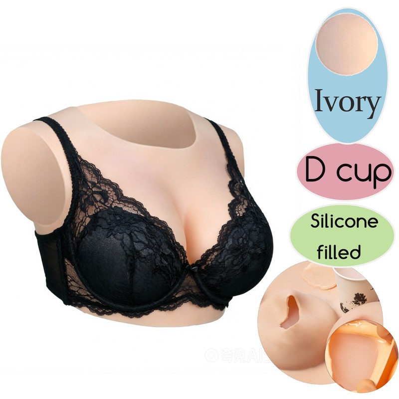 D Cup Silicone Filled Silicone Breast Forms Breast Plate Realistic Fake Boobs