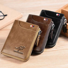 Mens RFID Blocking Leather Wallet Credit Card ID Holder Zipper Purse Waterproof