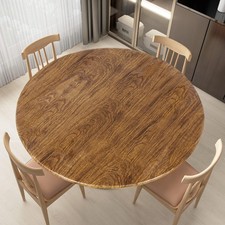 LUSHVIDA Round Waterproof Table Cover Elastic Vinyl Fitted Tablecloth Elastic Ed