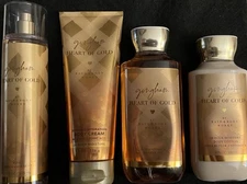 (4) - Bath & Body Works GINGHAM HEART OF GOLD Mist, Cream, Lotion, Shower Gel