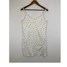 H&M Divided Floral Cami Dress Womens Large White Ribbed Lace Trim Coquette
