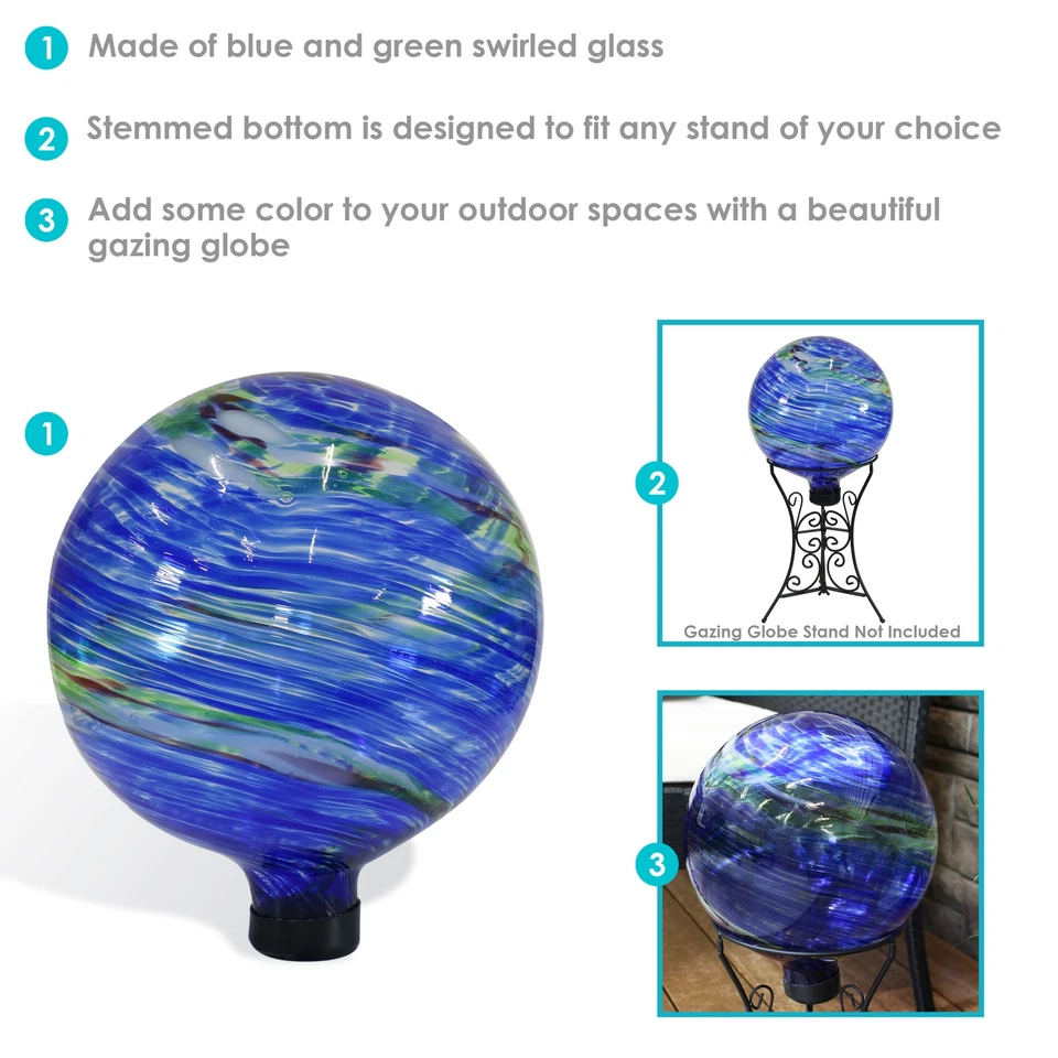 Northern Lights Glass Gazing Globe - 10 in by Sunnydaze - Image 3 of 4