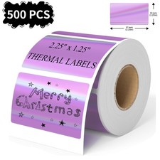 500 2.25" 1.25" Holographic Thermal Sticker Labels Self Adhesive Purple Label
