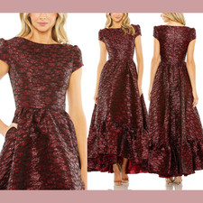NWT MAC DUGGAL [ 16 ] 68623 High Neck Brocade Bubble Hem Dress Ruby #S2018